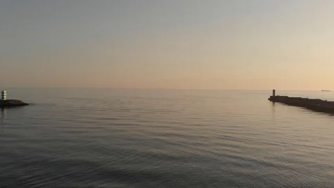 Lighthouse and atlantic ocean. drone Stock Footage 121904059