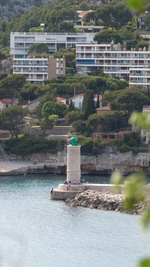 Lighthouse and Coastal Architecture in Cassis France Video stock 342693153
