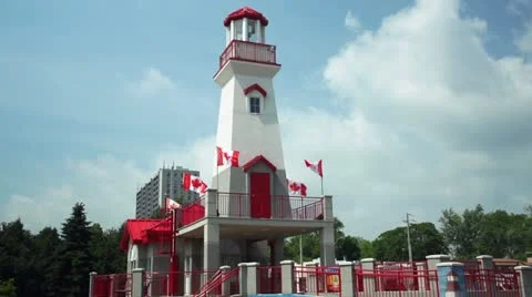 Lighthouse and Flags HD Stock Footage 11209946