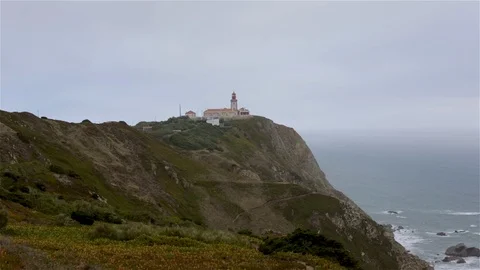 Lighthouse And Mist - Cabo Da Roca, Portugal Stock Footage 123702553