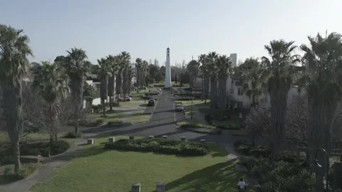 Lighthouse and Palm trees Drone Footage Melbourne CBD 스톡 동영상 252804736