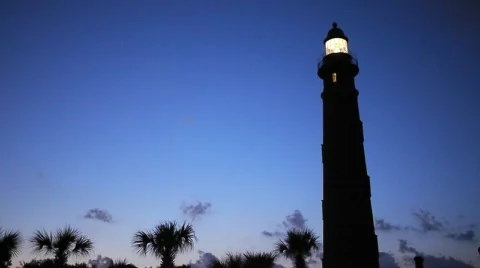 Lighthouse and Palm Trees at dusk 動画素材 837801