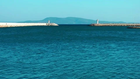 Lighthouse and Sea Nature Concept Stock Footage