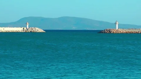 Lighthouse and Sea Nature Concept Stock Footage
