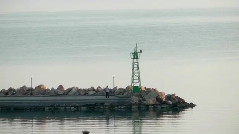 Lighthouse and Sea Nature Concept Stock Footage