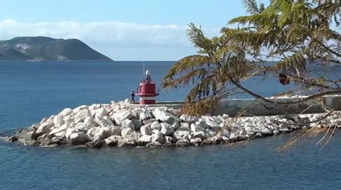 Lighthouse and sea view Stock Footage 22309001