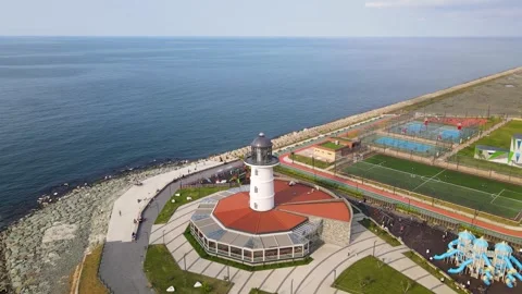 Lighthouse and Social Facilities Stock Footage 330339075