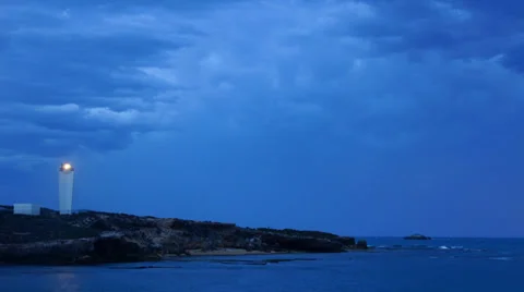 Lighthouse and strom clouds 02 Stock Footage 34338697