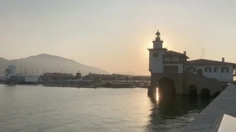 Lighthouse and summer sunset Stock Footage 137646090