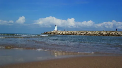 Lighthouse and wave at sea Video stock 62648819