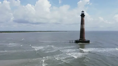 Lighthouse and waves Stock Footage 155352883