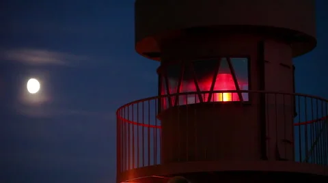 Lighthouse and the waxing moon Vídeo Stock 61792563