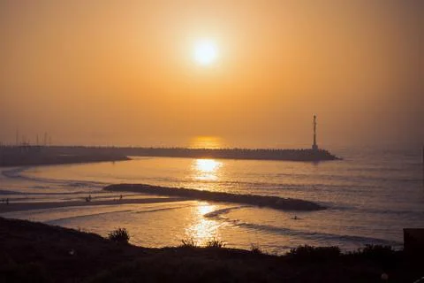 Lighthouse in Ashkelon. Evening shot Stock Photos