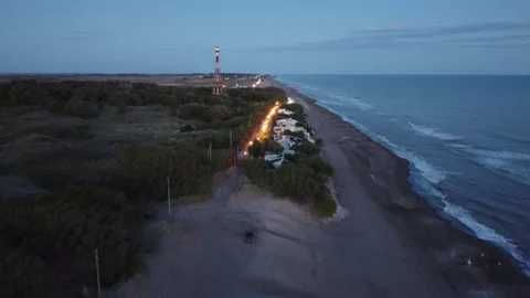 Lighthouse in the Atlantic Ocean. Stock Footage 152036876