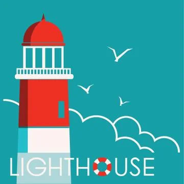 Lighthouse background with text.vector illustration Stock Illustration
