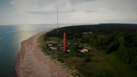 Lighthouse on the Baltic Sea coast Stock Footage 111415980