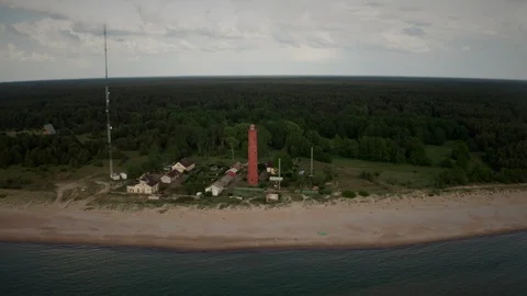 Lighthouse on the Baltic Sea coast Stock Footage 111417529