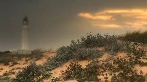  Lighthouse at the beach Stock Footage 891360