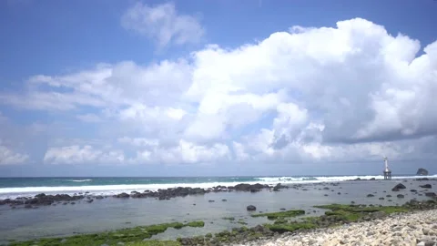 Lighthouse in beach Stock Footage 160178676