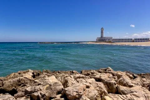 Lighthouse on the beach, Salento Stock Photos
