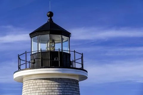 Lighthouse Beacon with copy space against blue sky Fotos de archivo