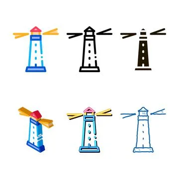 Lighthouse beacon icon concepts vector outline Ilustración de archivo