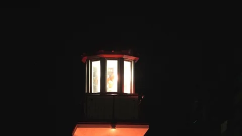 Lighthouse beacon at night Stock Footage 117461076