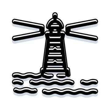 Lighthouse beaming light for safety and guidance Stock Illustration