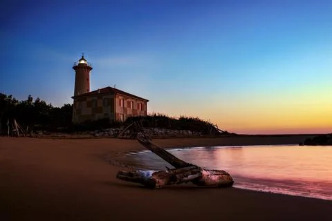 Lighthouse with beautiful sunrise 스톡 사진