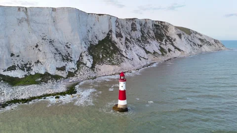 Lighthouse Below SevenSisters Cliffs Stock Footage 337707403