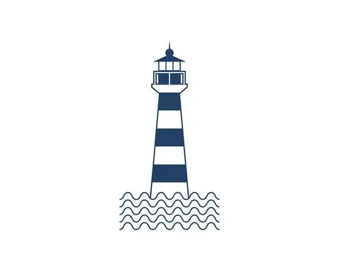 Lighthouse on the blue waves vector illustration Stock Illustration