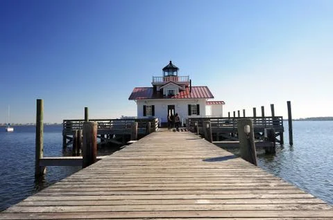 Lighthouse with boardwalk Stock Photos