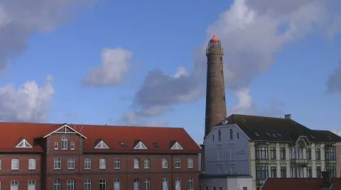 Lighthouse at Borkum, Germany Stock Footage 705344