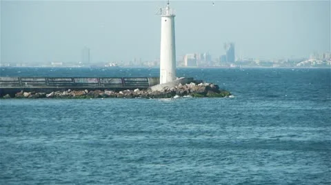 A lighthouse in the Bosphorus, Istanbul, Turkey Stock Footage 22240912
