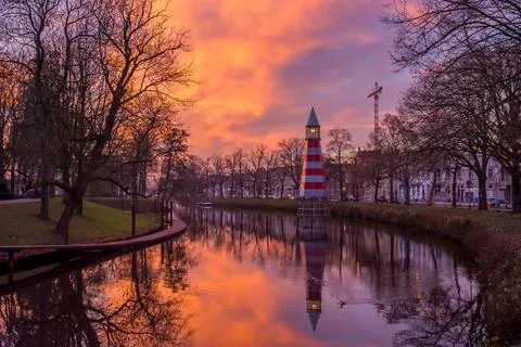 Lighthouse in Breda by the sunset Stock Photos