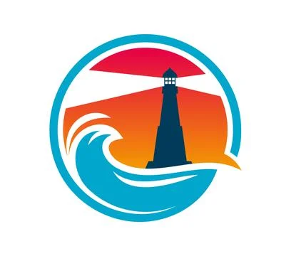Lighthouse building and beacon light graphic icon Ilustración de archivo
