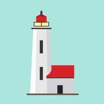 Lighthouse building landmark vector icon isolated sign. Summer shore sea secu Stock Illustration