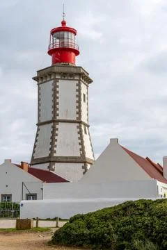 Lighthouse buildings at Cabo Espichel complex Stock Photos