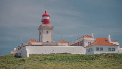 The lighthouse at Cabo da Roca, or Cape Roca, in Sintra, Portugal Stock Footage 276202902