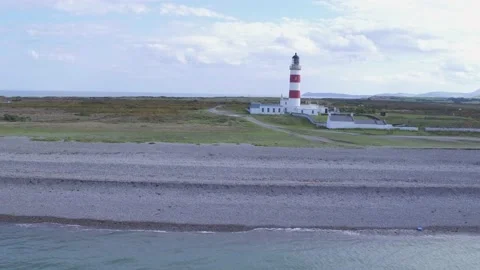 Lighthouse on a calm summer's day. Drone shot. Stock Footage 142926763