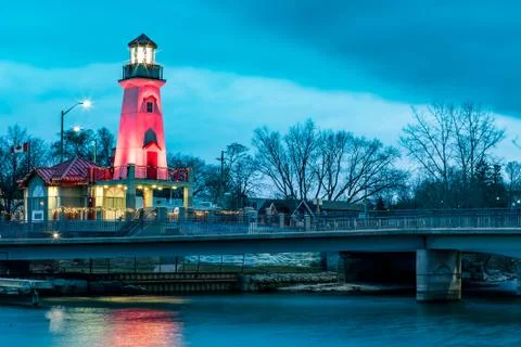 Lighthouse in canada at sunset Stock Photos