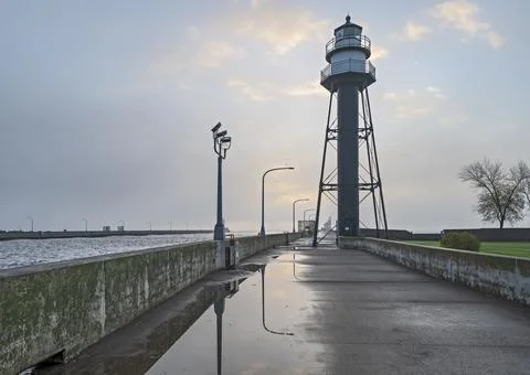 Lighthouse on the Canal at Duluth Stock Photos