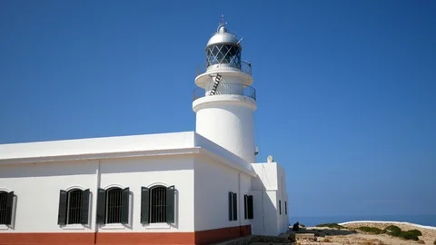 Lighthouse in Cap de Cavalleria, Menorca island, Balearic Islands, Spain. 库存影片 101310684