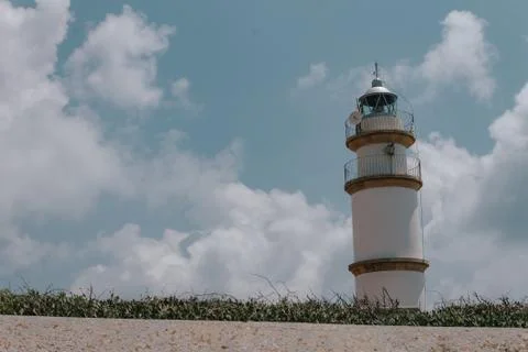 Lighthouse in the Cap de Ses Salines, Mallorca. During the summer, no people  Stock Photos
