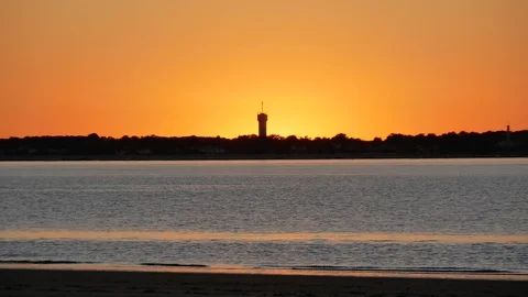 Lighthouse Cap Ferret at sunset Stock Footage 96077517