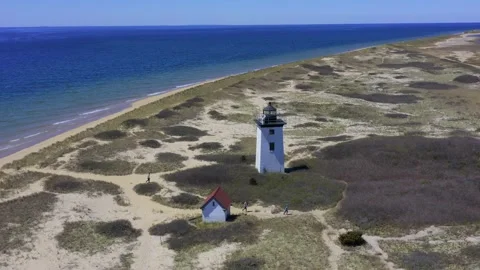 Lighthouse in Cape Cod aerial view Vidéo 276132726