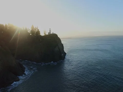 Lighthouse Cape Dissapointment WA Stock Footage 73964586