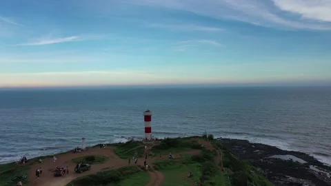 Lighthouse Cape Dusk Visitors Coastal Aerial (Clip 2) Stock Footage 339794823
