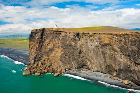 Lighthouse at cape Dyrholaey Foto stock
