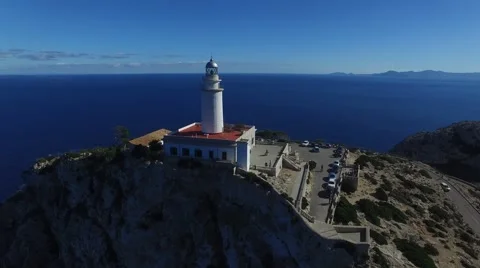 The lighthouse at Cape Formentor. Aerial view. 스톡 동영상 60586074